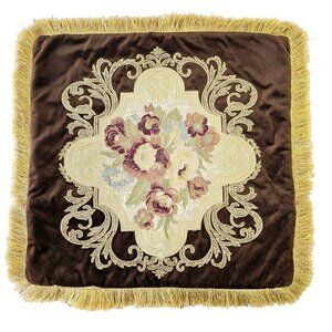 Alerfa Rose Flowers Throw Pillow Cover 20" Sq Luxury Velvet Tasseled Zip Close